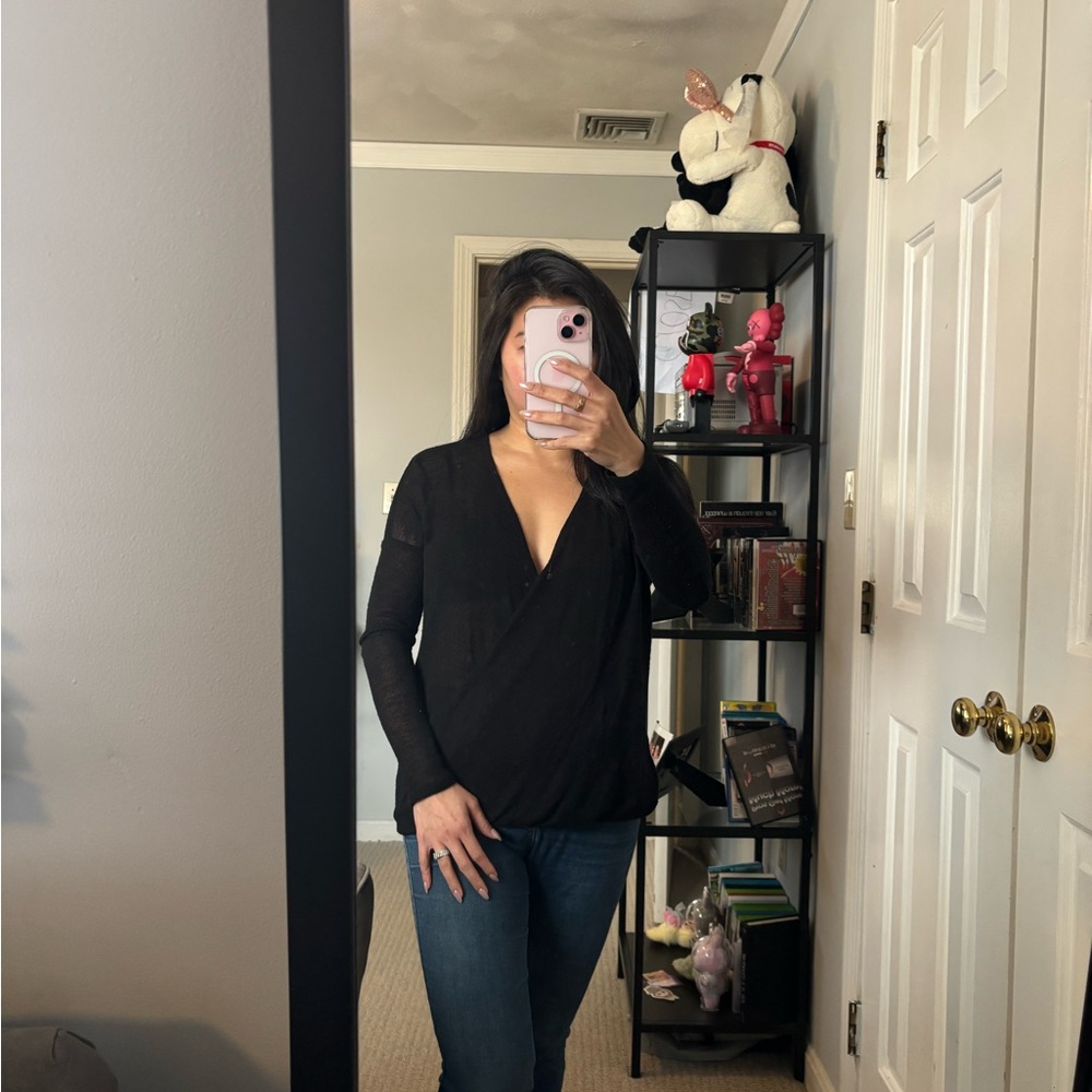 Abercrombie & Fitch black wrap top- XS